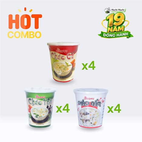 Combo siêu tiết kiệm thùng 12 hộp Cháo Asuzac 36g (4 cá - 4 gà - 4 nấm)