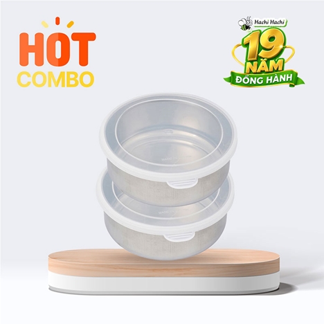 Combo siêu tiết kiệm 2 Hộp inox đựng thực phẩm Echo Metal 12cm