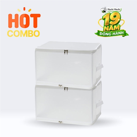 Combo siêu tiết kiệm 2 Hộp đựng vật dụng, quần áo gấp gọn có dây kéo 40x30cm 