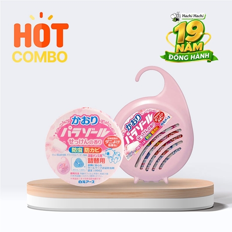 Combo siêu tiết kiệm Viên khử mùi tủ quần áo Hakugen Earth hương xà phòng 108g (Gồm hộp treo và lõi thay thế)