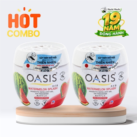 Combo siêu tiết kiệm 2 Sáp thơm đuổi muỗi Oasis Watermelon Splash hương dưa hấu 180g