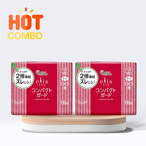 Combo siêu tiết kiệm 2 Băng vệ sinh siêu mỏng có cánh Elis Compact 23cm 23 miếng (Nhiều mẫu)