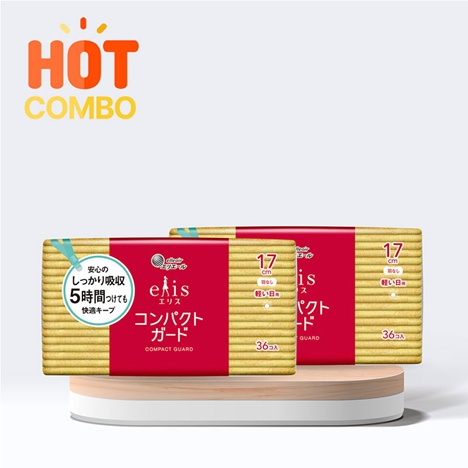 Combo siêu tiết kiệm 2 Băng vệ sinh siêu mỏng không cánh Elis Compact 17cm 36 miếng (Nhiều mẫu)
