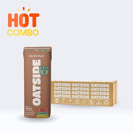Combo siêu tiết kiệm 1 thùng 24 hộp TPBS: Sữa yến mạch vị socola lúa mạch Oatside 180ml