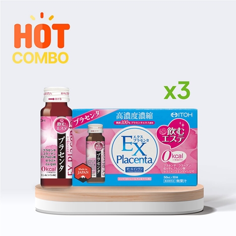 Combo siêu tiết kiệm 3 hộp TPBVSK: Nước uống Ex Placenta Itoh 50mlx10 chai, giảm lão hóa, làm đẹp da
