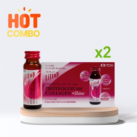 Combo siêu tiết kiệm 2 hộp TPBVSK: Liftop proteoglycan collagen shine Nước uống làm săn chắc da 50mlx10 chai