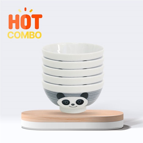 Combo siêu tiết kiêm 5 Chén sứ Nhật Bản 10.5cm (Gấu Panda)