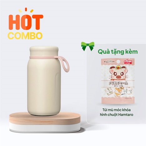 Combo siêu hời Mua Bình giữ nhiệt Wahei Freiz BPA Free 300ml (Ivory) Tặng Túi mù móc khóa hình chuột Hamtaro