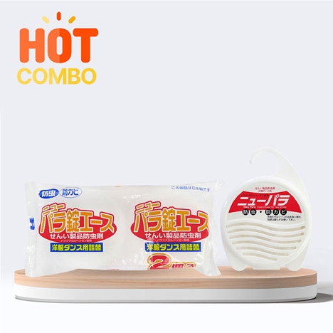 Combo siêu tiết kiêm Viên khử mùi tủ quần áo Lion hương xà phòng 120g (Gồm hộp treo và Lõi thay thế)