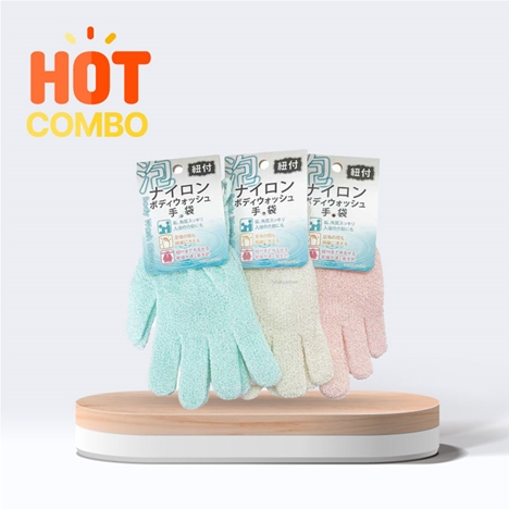 Combo siêu tiết kiêm 3 Bao tay tắm tẩy tế bào chết, tạo bọt mịn 1 cặp (Nhiều mẫu)