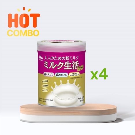 Combo siêu tiết kiệm 4 hộp TPBS: Sữa bột dinh dưỡng cho người lớn Morinaga Plus 300g