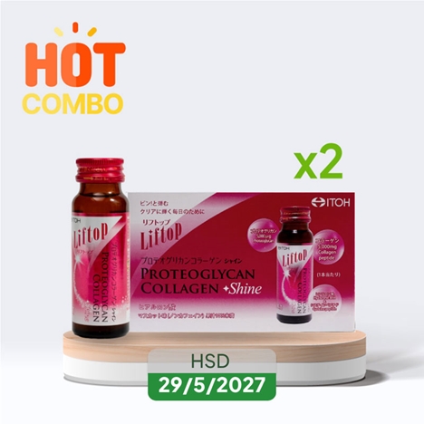 Combo siêu tiết kiệm 2 hộp TPBVSK: Liftop proteoglycan collagen shine Nước uống làm săn chắc da 50mlx10 chai