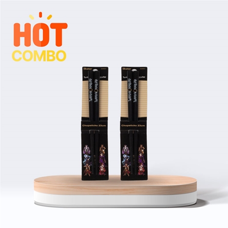 Combo siêu tiết kiệm 2 Đũa nhựa đen cao cấp đầu vuông chống trượt 23cm