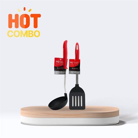 Combo siêu tiết kiệm Sạn nấu ăn chịu nhiệt 7.3x31.6cm và Vá múc canh chịu nhiệt 8.5x29cm