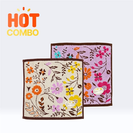 Combo siêu tiết kiệm 2 Khăn vải cotton Nissen 34x35cm Natura Fabbrica Frauwa Pink-Yellow