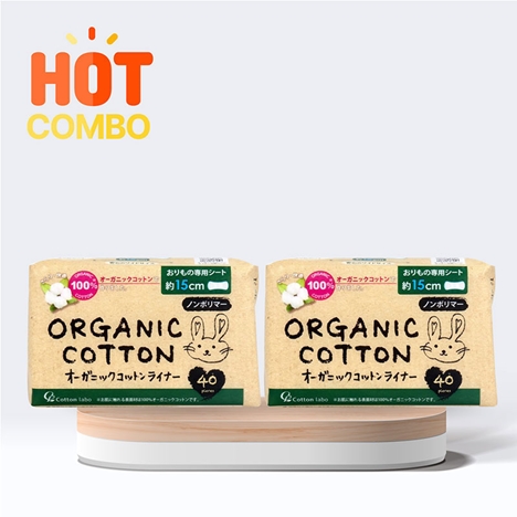 Combo siêu tiết kiệm mua 2 Băng vệ sinh hàng ngày Organic Cotton siêu mỏng Cotton Labo 15cm 40 miếng
