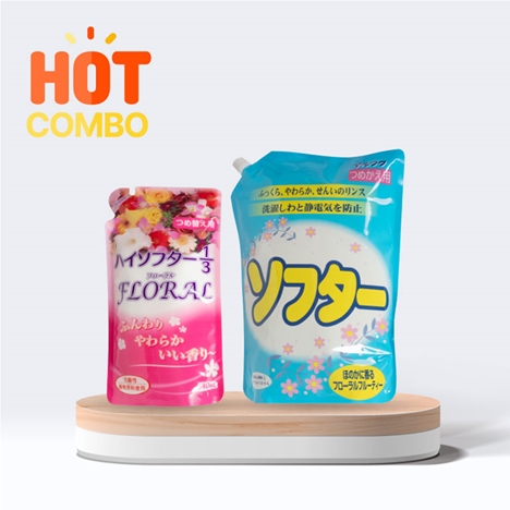 Combo siêu hời mua Nước xả vải chống nhăn và xù lông Marufuku Softer hương hoa quả dịu nhẹ 2L tặng Nước xả vải 540ml